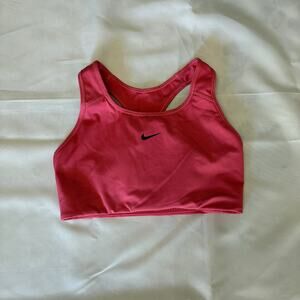 Nike Swoosh Dri-Fit Mauve Pink Sports Bra EUC US M Support Racerback Padding